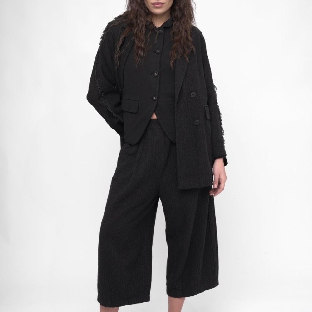 Herringbone Elastic Waist Cropped Trousers - Picture 4 of 8